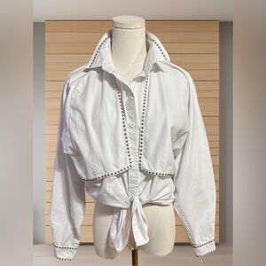 Vintage 90s Western Studded Button Down Shirt Cowgirl Rustic Bling Size L
